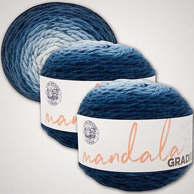 (3 Pack) Lion Brand Yarn 558-213AT Mandala Gradient Worsted Yarn, Steel Blue
