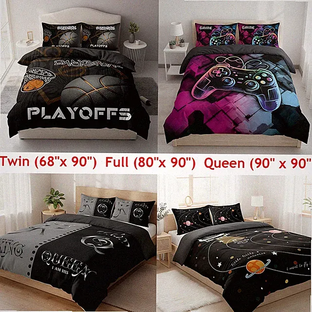 3 Pcs Duvet Cover Set with 1 Duvet Cover & 2 Pillow Shams Hotel Home Bedding Set
