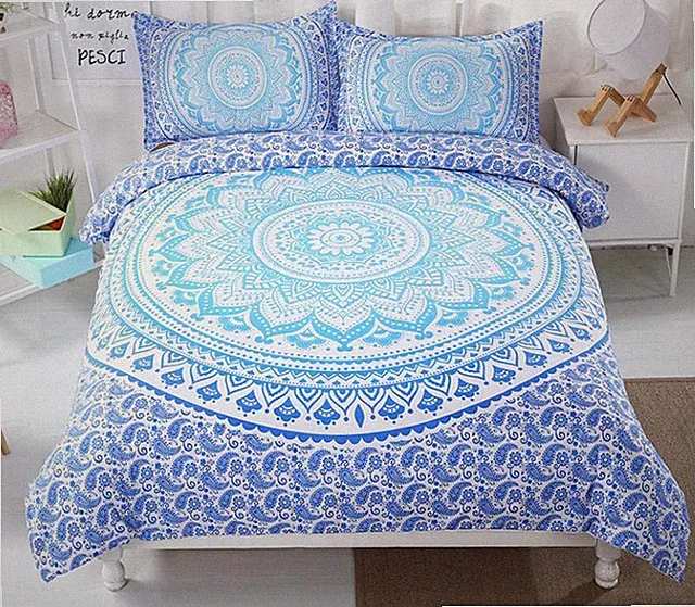 3D Blue Gradient ZHUA2331 Bed Pillowcases Quilt Duvet Cover Set Queen King Zoe
