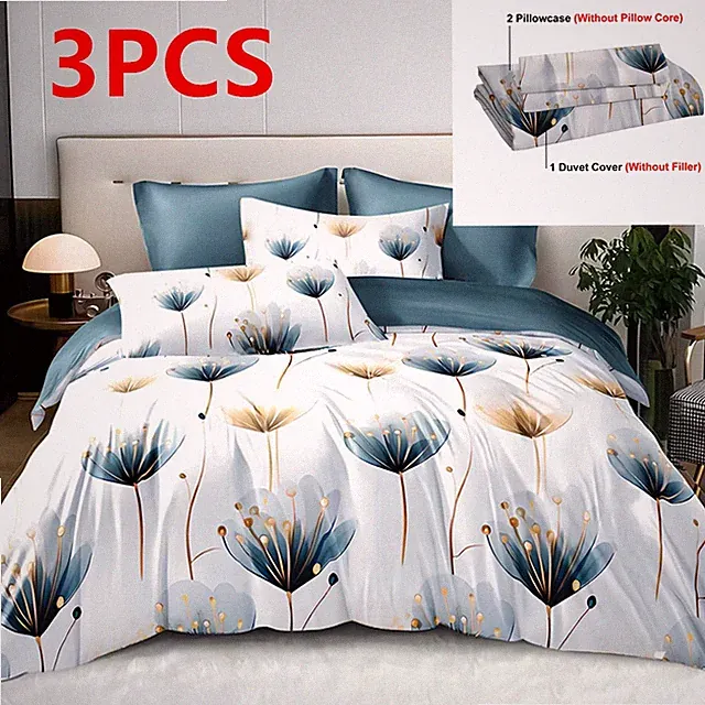 3PCS Duvet Cover Set Blue Barfrey Bedding Set Fantasy Gradient With 2 Pillowcase