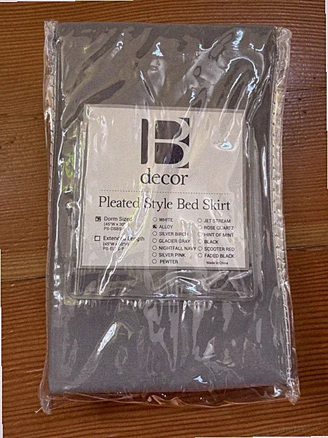 B Decor Pleated Style Bed Skirt Dorm Sized 45“W x 30“H Alloy Gray