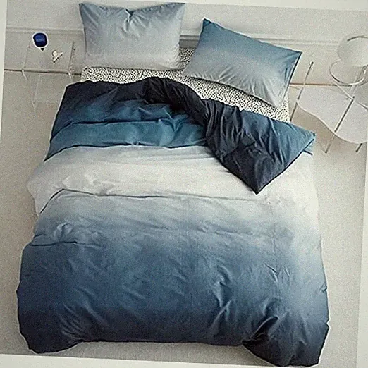 Blue White Gradient Comforter Sets Queen Solid Ocean Sea Queen-90"*90" 7-blue