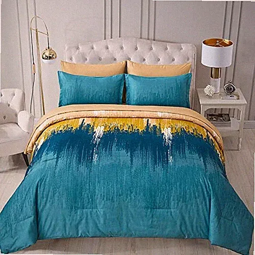Comforter Set,7 Pieces Bed in a Bag Abstract Art Gradient Comforter King Teal