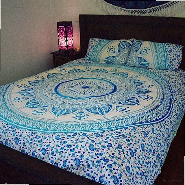 Indian Ombre Mandala Queen Duvet Quilt Cover Bedding Ethnic Boho Blanket Cover