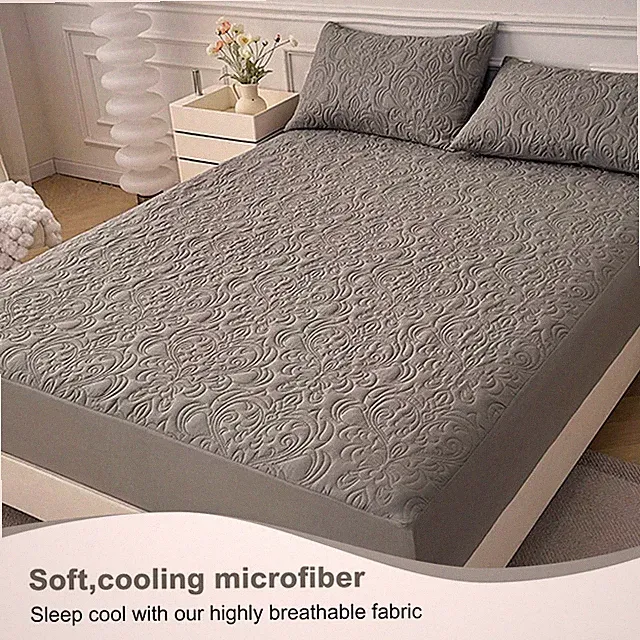 Light Gray Full Mattress Cover Waterproof Mattress Toppers for Bedroom Hotel