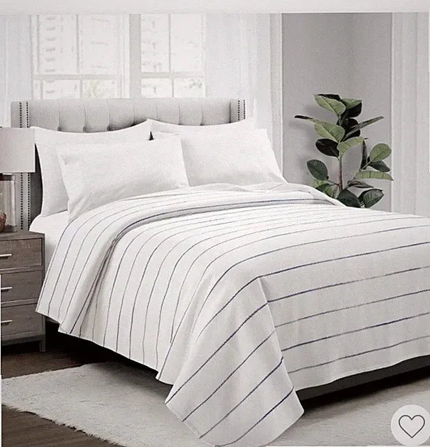 Lush Décor Ombre Stripe Yarn Dyed Full / Queen Coverlet / Blanket Navy / White