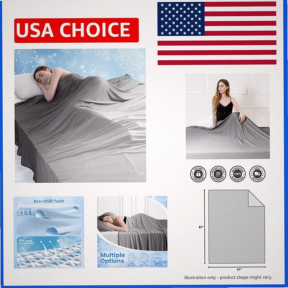 Luxurious Gradient Cooling Blanket, Lightweight 51” x 67” for Night Sweats