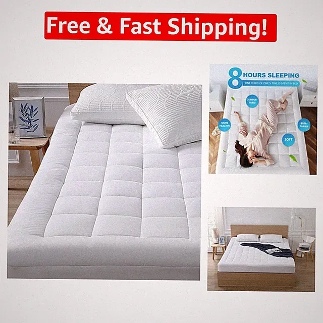 Luxurious Queen Cooling Mattress Topper with Pillow Top - Fits Up to 21" Deep