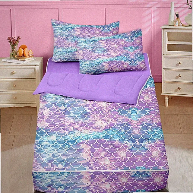 Nesker Zipper Bedding Twin Blue Purple Gradient, Zip Up Bedding Set for Girls...