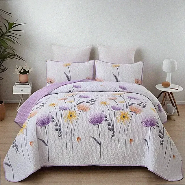 NEW 3pc Queen King Gradient Aqua Flower Bedspread Coverlet FREE SHIPPING