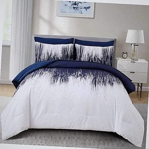 Ombre Blue Comforter Set Size Gradient Boho Bedding Set Queen Navy Blue White