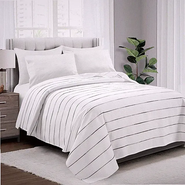 Ombre Stripe Yarn Dyed Cotton Single Coverlet - Lush Décor Size King/California