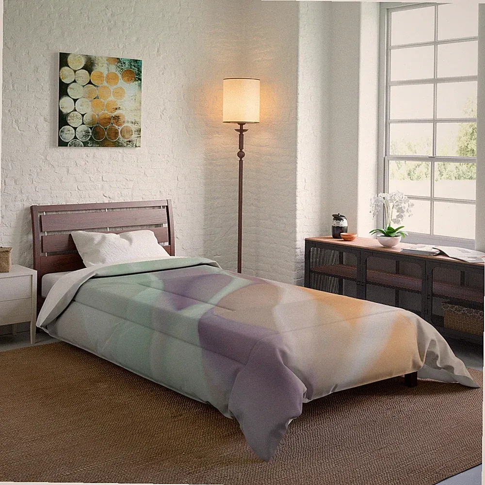 Pastel Wave Comforter / Abstract Soft Gradient Bedding for Calm Bedrooms
