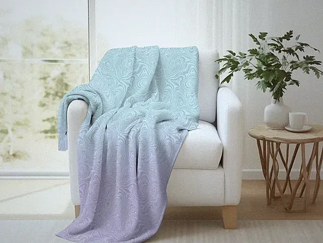 Psychedelic Lavender Teal Gradient Cozy Blanket Trippy Decor