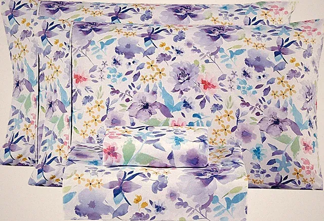Queen Floral Bed Sheet Set Soft Breathable Microfiber Vintage Print Deep Pocket
