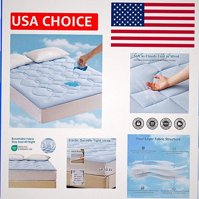 Queen Size Cooling Mattress Topper - Perfect for Hot Sleepers 60x80 Waterproof