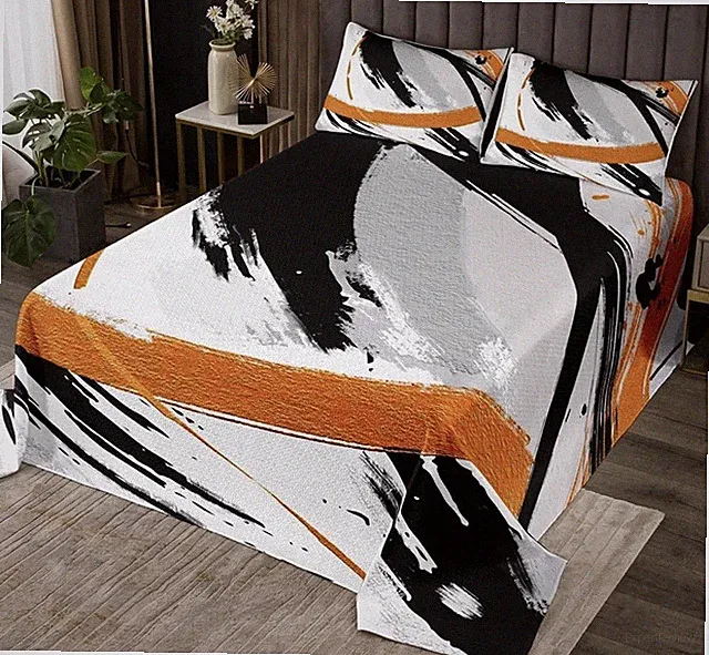 Rust Queen Gradient Abstract Duvet Cover And Pillow Cases Brush Strokes NWT