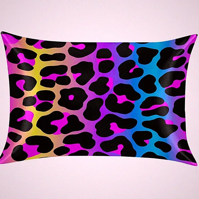Satin Silk Pillowcase for Hair and Skin Rainbow Gradient Cheetah Leopard Pill...
