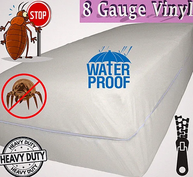 Venice® Superior Heavy 8 Gauge Vinyl Zippered Mattress Cover Water Bed-Bug Proof