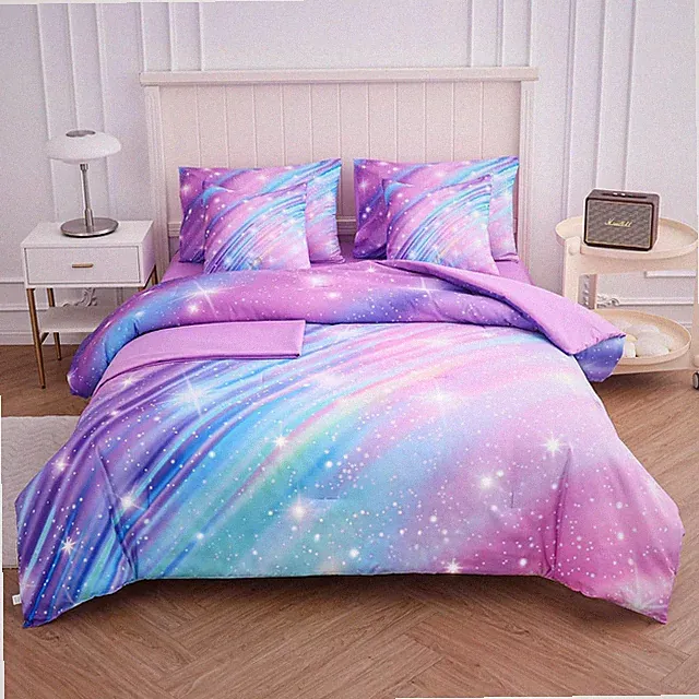 Vibrant Rainbow 7-Piece Full Bedding Set - Reversible Comforter & Sheets
